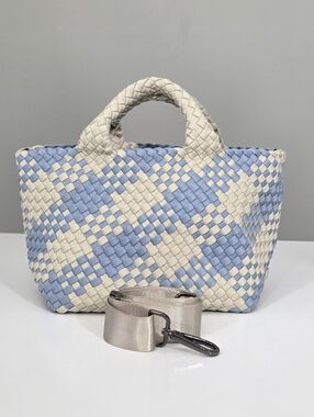 EXCELLENT NAGHEDI ST. BARTHS BAG - CAPRI BLUE & CREAM